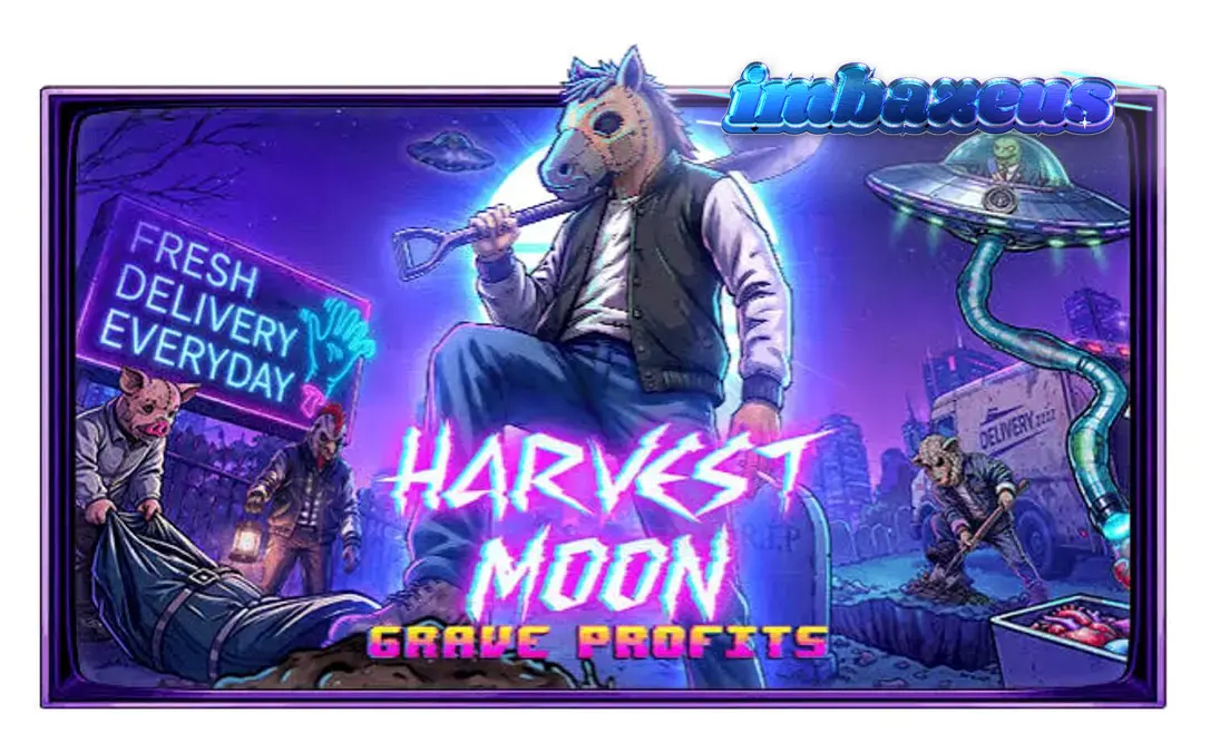 Tampilan visual slot Harvest Moon Grave Profits dengan simbol organ dan latar belakang horor sci-fi