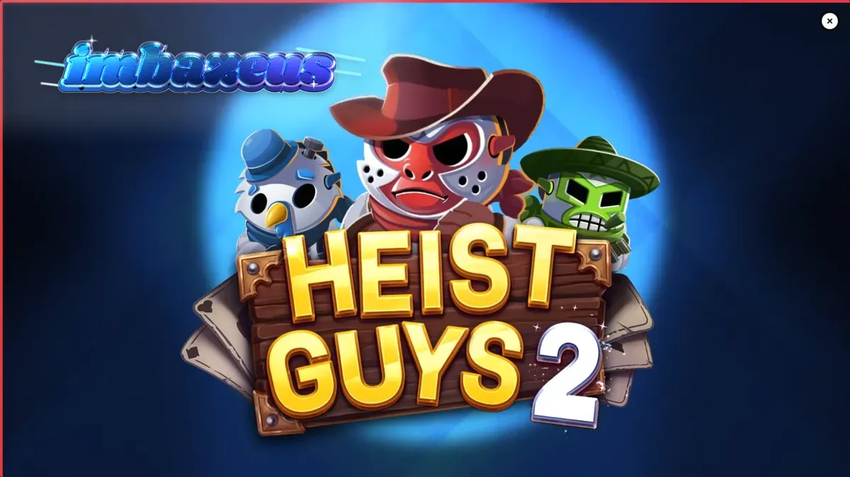 Tampilan visual slot Heist Guys 2 dengan latar belakang Wild West dan karakter bandit.